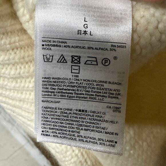 Gap Intarsia Optic White Cream Turtleneck Sweater Snowflake Design Large - Picture 5 of 8
